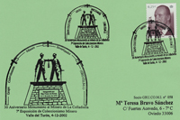Tarjeta del Matasellos del Grucomi en el Valle de Turón: 30 aniversario del Monumento de la Colladiella