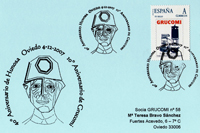 Tarjeta con el matasellos de Grucomi del X Aniversario del grupo y el 40 de Hunosa