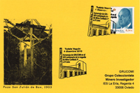 Tarjeta del matasellos de la XIII Exposici�n de Coleccionismo minero de Grucomi en Tudela Vegu�n