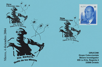 Tarjeta con el Matasellos de Grucomi homenajeando la fiesta de los mineros: Santa Bárbara