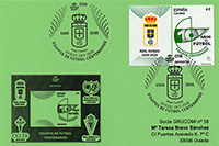 Tarjeta del Matasellos de la Hoja Bloque con el sello del Centenario del Real Oviedo.