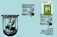Tarjeta con el Matasellos de Moreda como Pueblo Ejemplar de Asturias de los Premios Príncipe de Asturias
