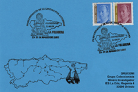 Tarjeta del matasellos de la Peregrinación de la Santina a La Felguera