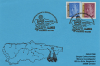 Tarjeta del Matasellos de la Peregrinación de la Santina al Arciprestazgo de Llanes
