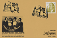 Tarjeta del Matasellos del 110 Aniversario del nacimiento de las Doctoras Fernández de la Vega, en Vegadeo