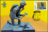 Tarjeta con el sello personalizado y el matasellos del Homenaje al Centenario de la Brigada de Salvamento Minero
