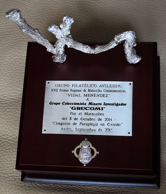 Trofeo del premio al mejor matasellos del a�o en la convocatoria XVII del Premio "Vidal Men�ndez" convocado por el Grupo Filat�lico Avilesino